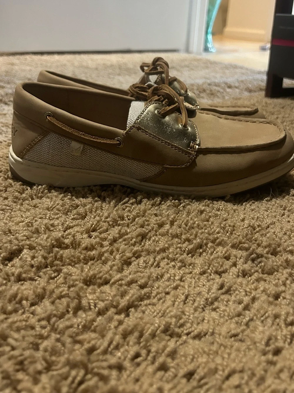 Sperry Women's Tan & Gold Slip-On Boat Shoes